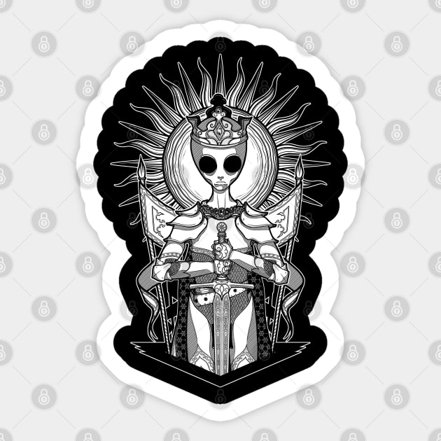 The alien King Arthur - Black version Sticker by ToleStyle